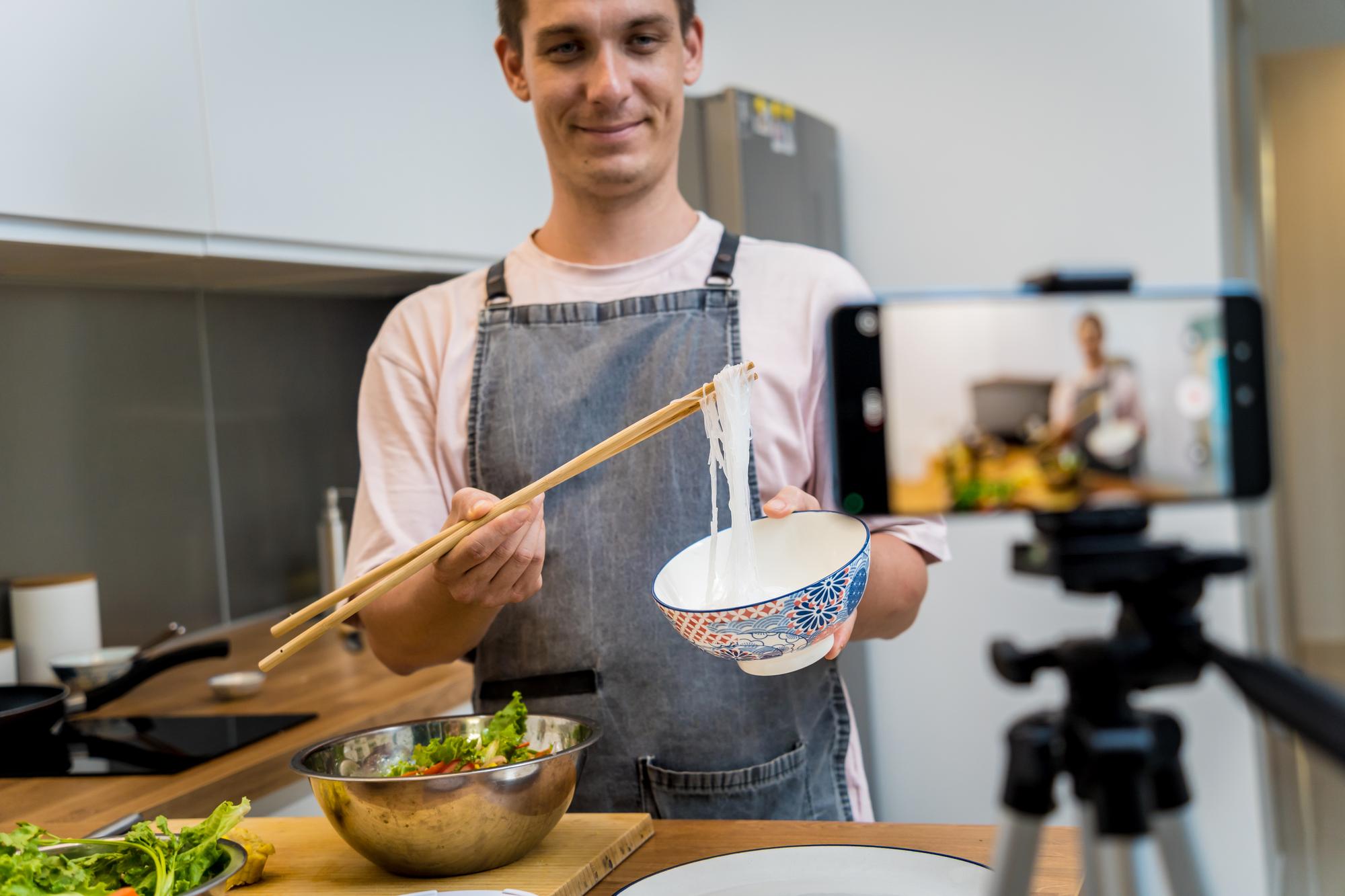 Instructor showing knife technique to camera