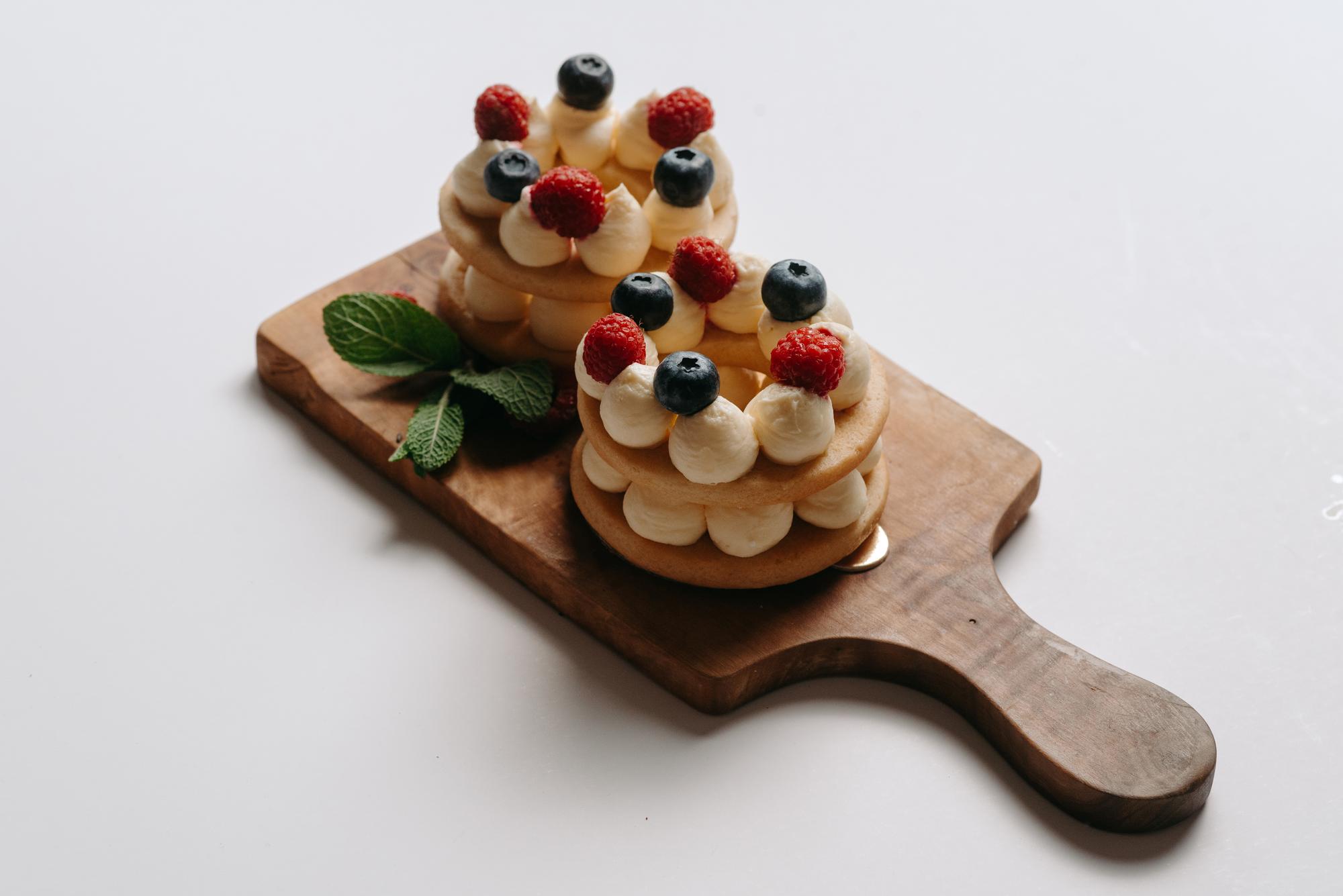 Finished dessert on a wooden table